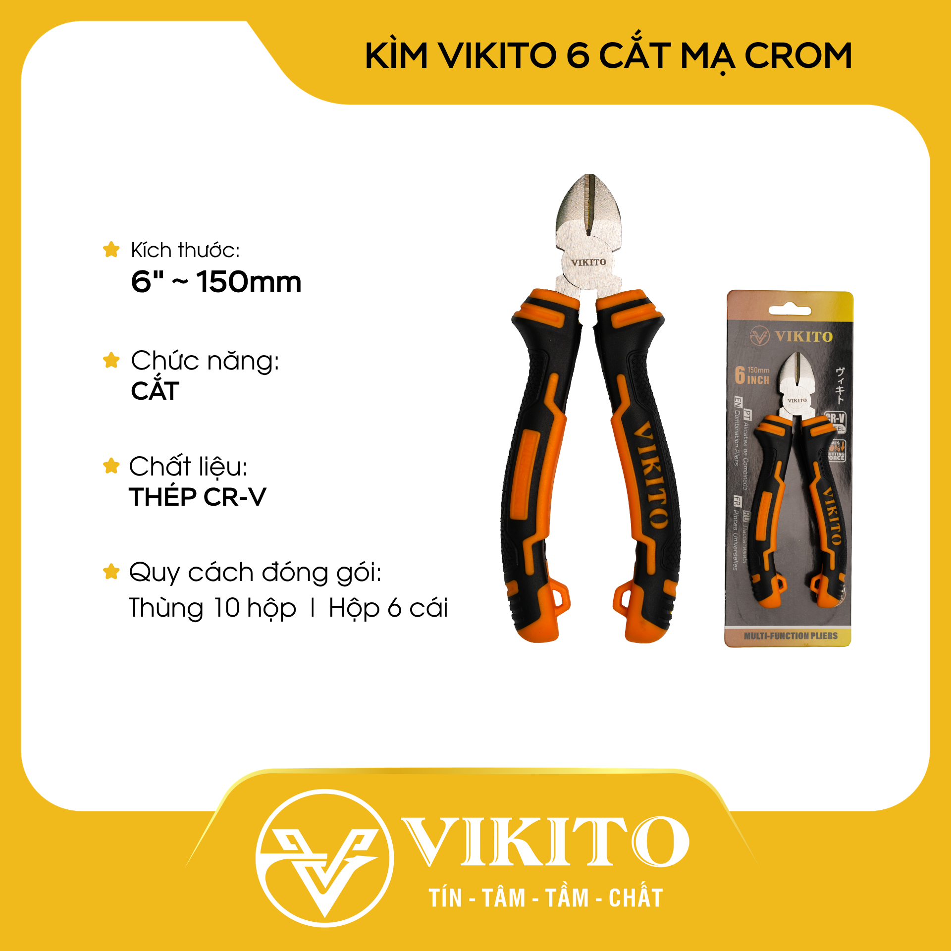 Kìm VIKITO 6 cắt mạ crom